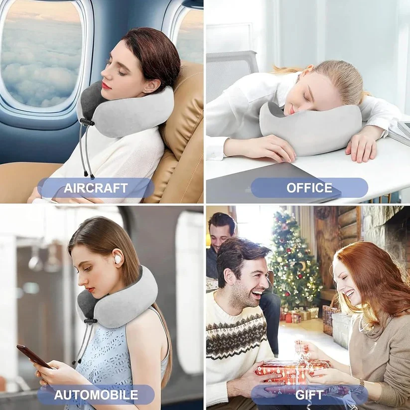 Ergonomic Travel Neck Pillow with Built-In Massager for Relaxation Support - Image 9
