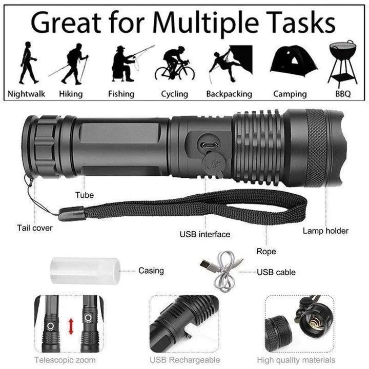 LED Torch Flashlight with XHP50 LED Chip - Image 7