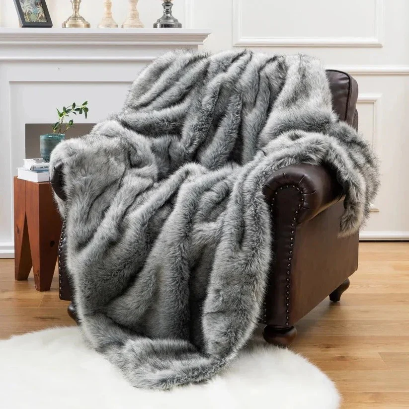 Faux Fur Plush Throw Blanket for Home Decor - Image 8