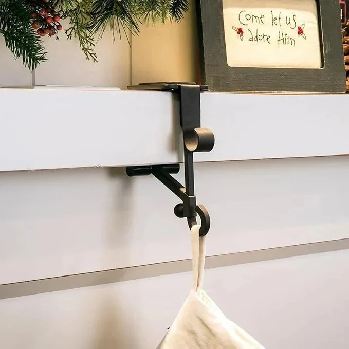Adjustable Mantle Hook with Weighted Bases for Holiday Stockings and Greenery - Image 4