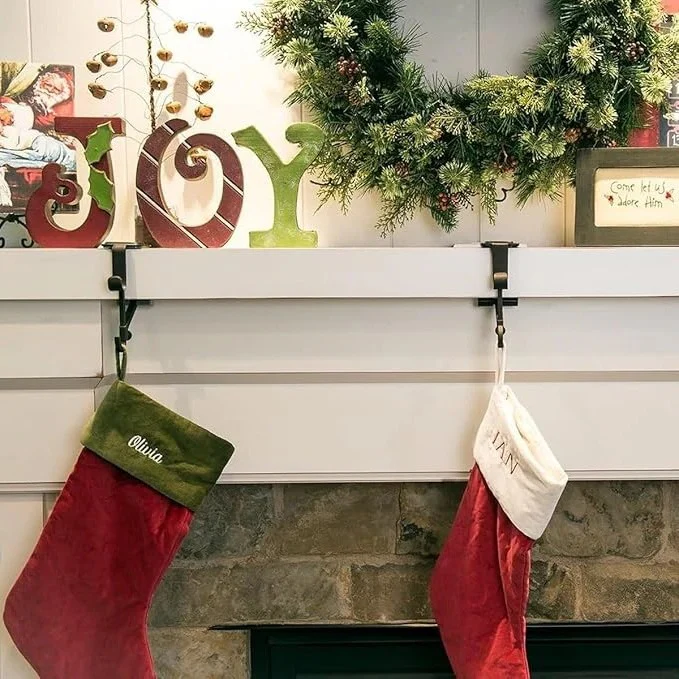 Adjustable Mantle Hook with Weighted Bases for Holiday Stockings and Greenery - Image 6