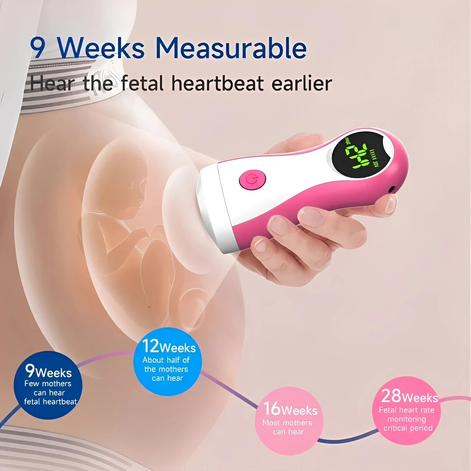 Handheld Fetal Doppler Monitor with LCD Display and Headphone Output - Image 9