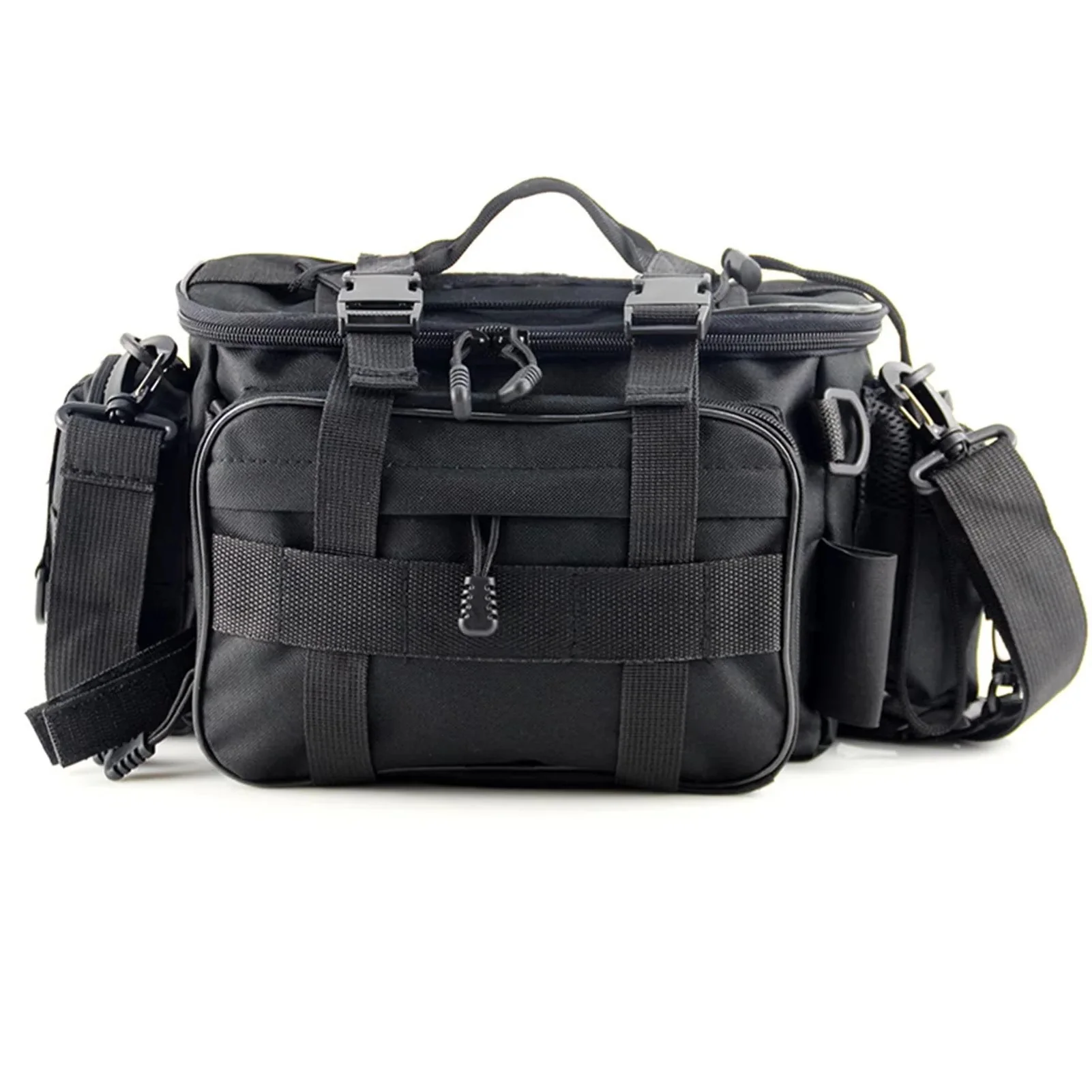 Fishing Gear Storage Bag with Multiple Compartments and Shoulder Strap
