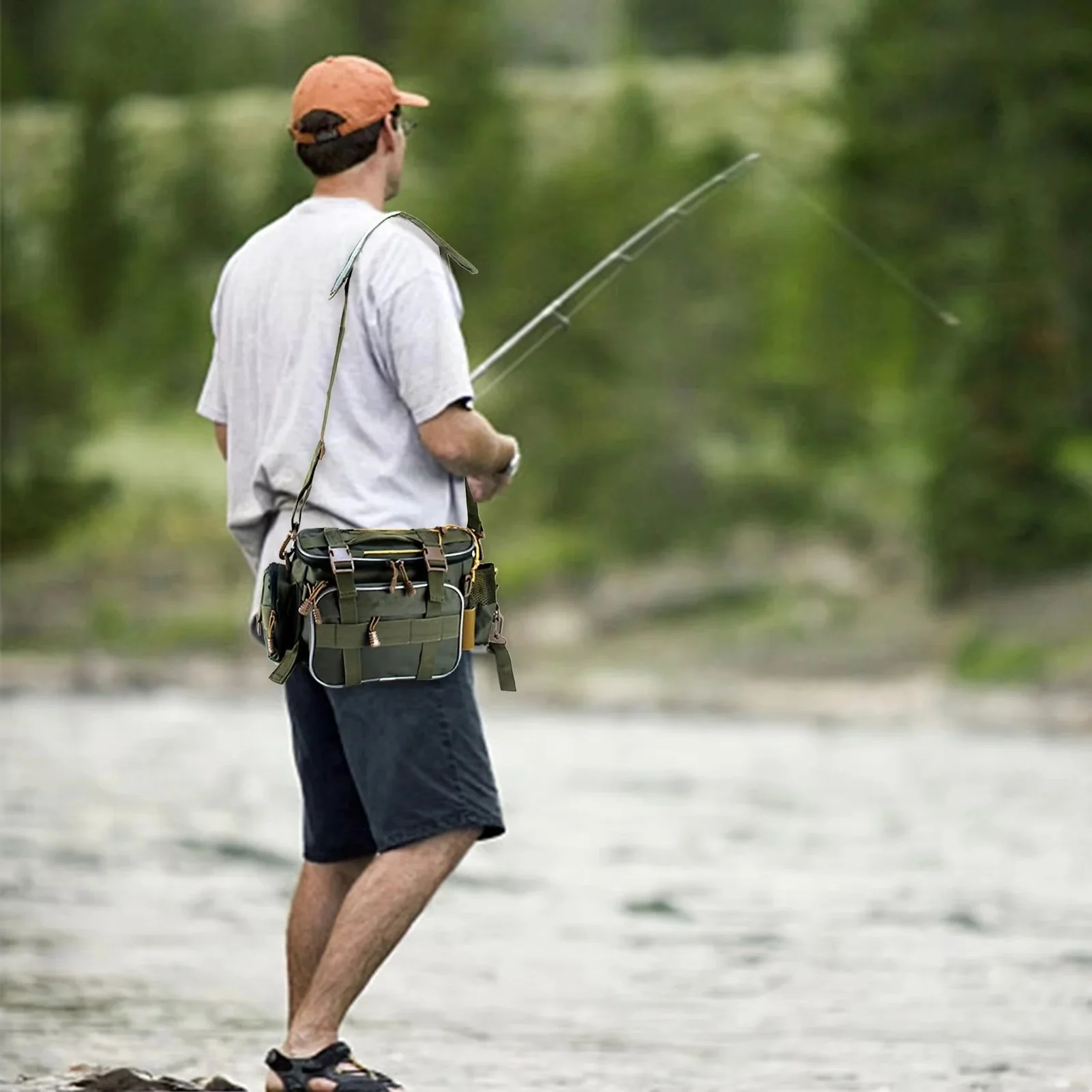 Fishing Gear Storage Bag with Multiple Compartments and Shoulder Strap - Image 3