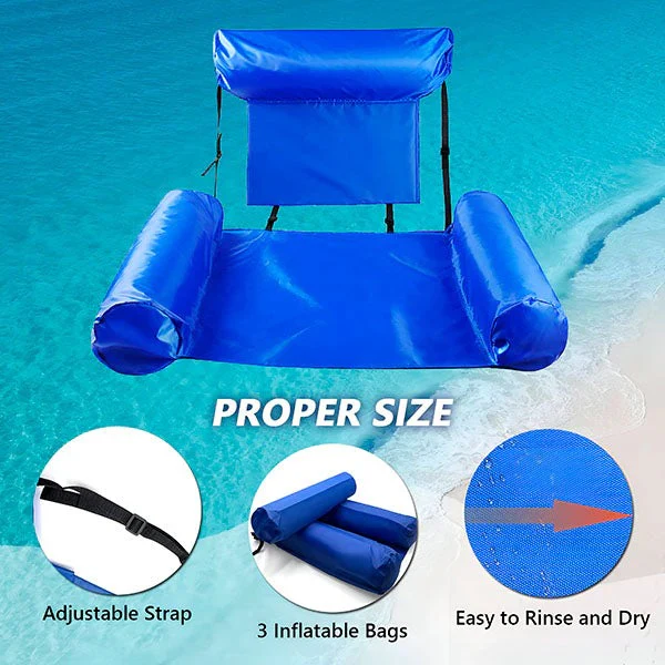 Floating Water Chair with Backrest for Pool and Beach Use - Image 2