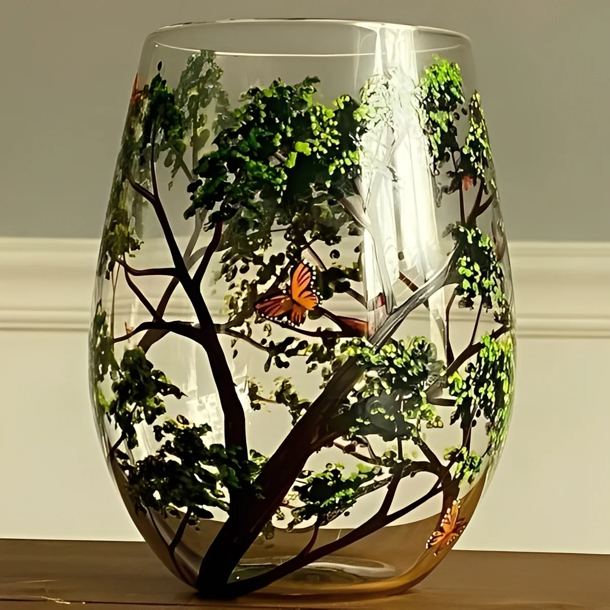 Four Seasons Tree Painted Wine Glass - Image 2
