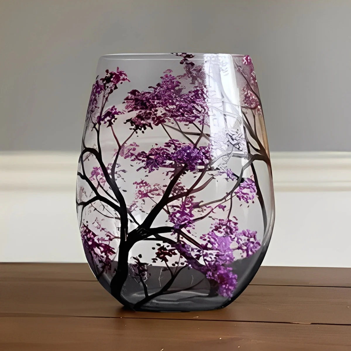 Four Seasons Tree Painted Wine Glass - Image 4