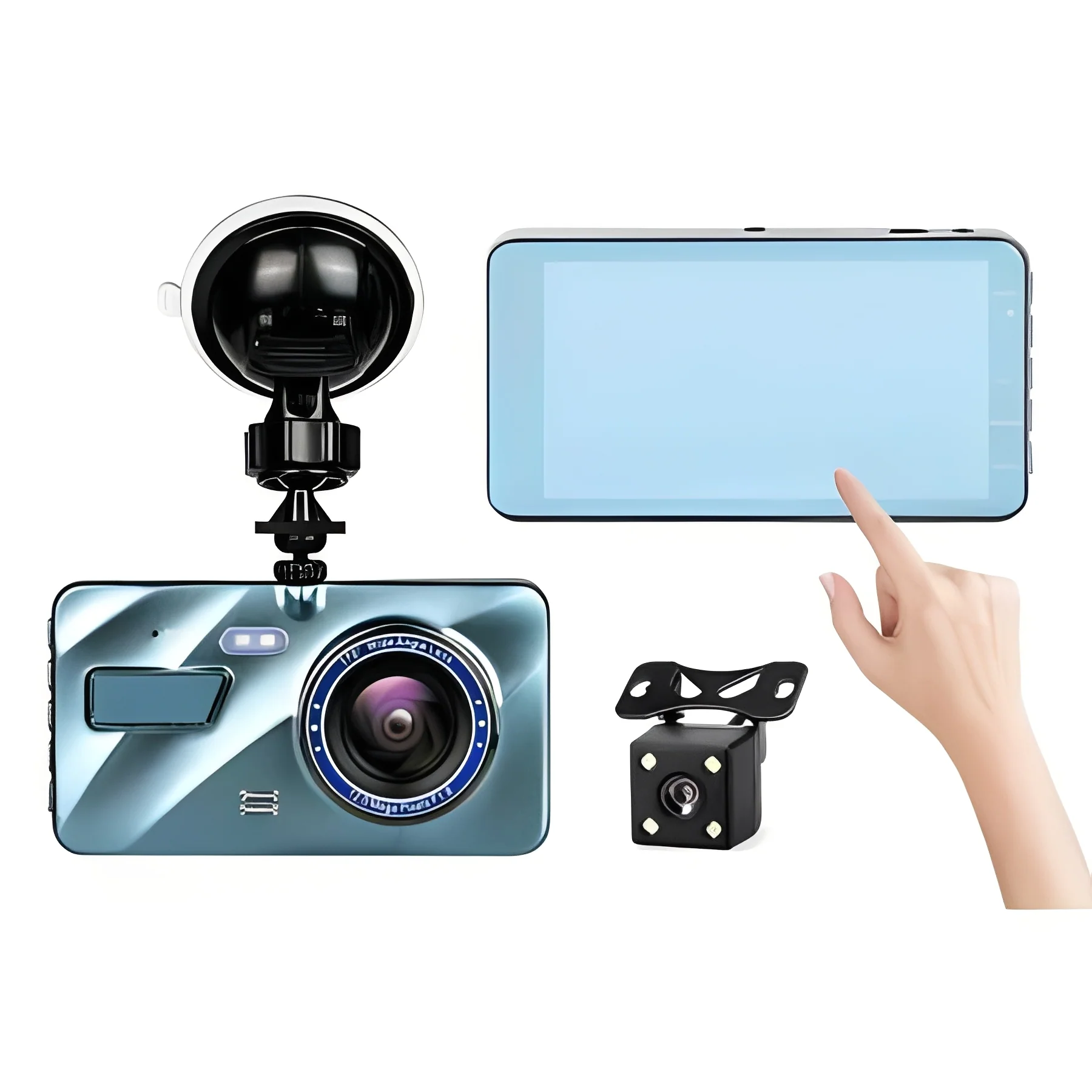 Front and Rear Dual Lens Dash Cam with 4 Inch Display - Image 2