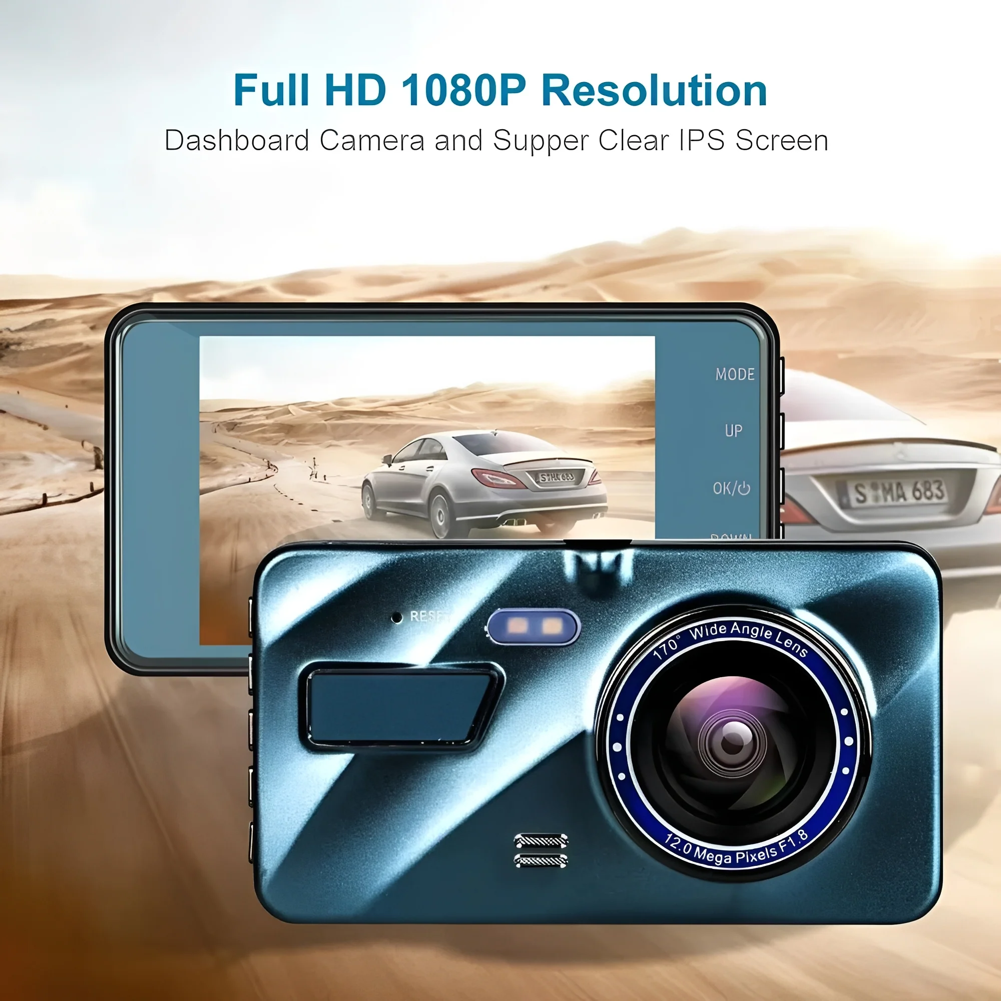 Front and Rear Dual Lens Dash Cam with 4 Inch Display - Image 5