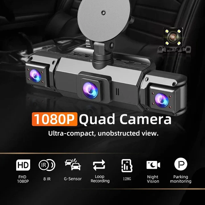 Front and Rear Dash Cam with Four Cameras and WiFi Connectivity - Image 2
