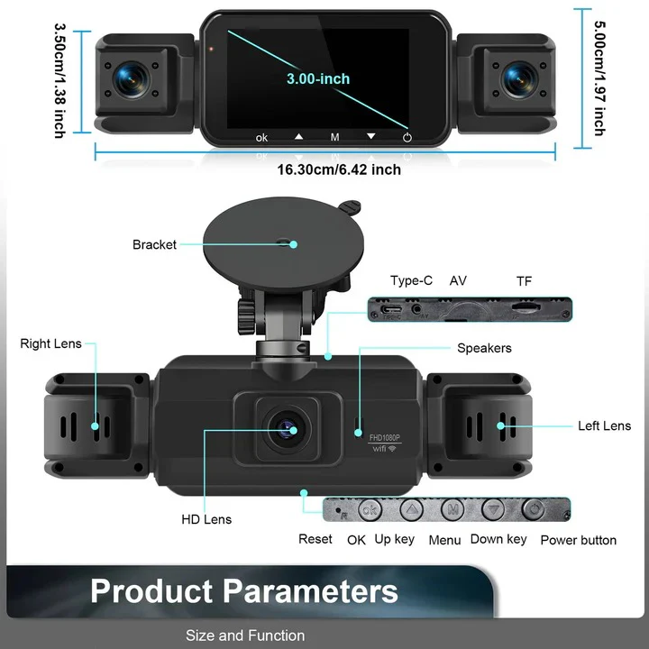 Front and Rear Dash Cam with Four Cameras and WiFi Connectivity - Image 5