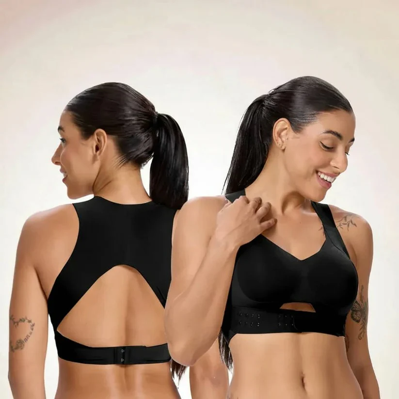 Full Coverage Wireless Sports Bra with Posture Support and Breathable Yoga Design - Image 4
