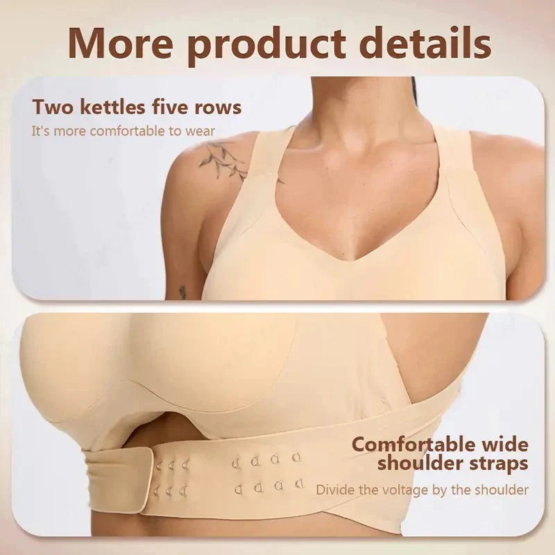 Full Coverage Wireless Sports Bra with Posture Support and Breathable Yoga Design - Image 6