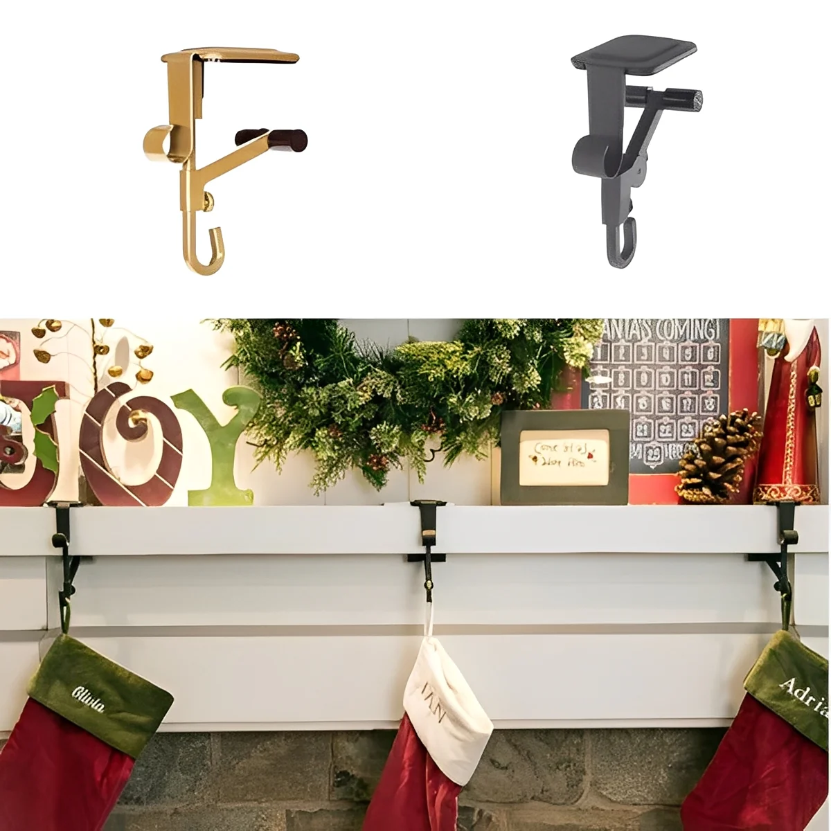 Garland and Stocking Mantel Hangers 2-in-1 Adjustable Design - Image 4
