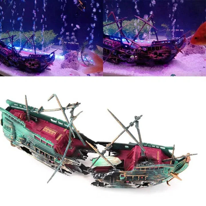 Sunken Boat Aquarium Ornament for Freshwater and Saltwater Tanks - Image 3