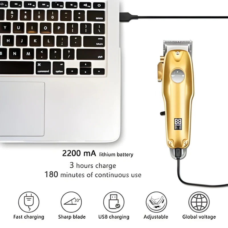 Gold Hair Clipper 7 Piece Set for Men with Adjustable Blades - Image 3