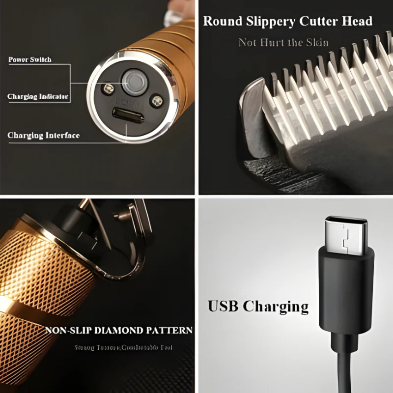Gold Hair Clipper 7 Piece Set for Men with Adjustable Blades - Image 7