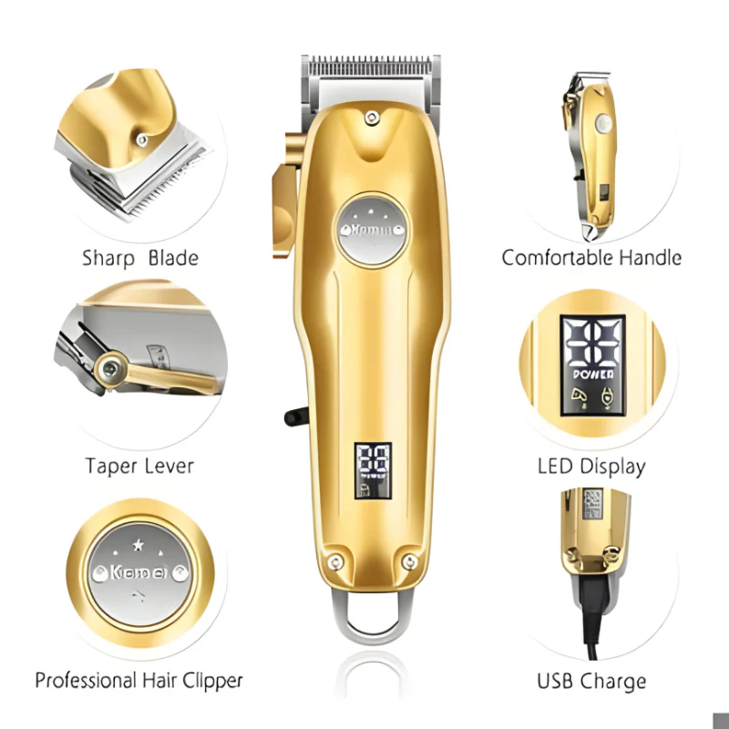 Gold Hair Clipper 7 Piece Set for Men with Adjustable Blades - Image 9