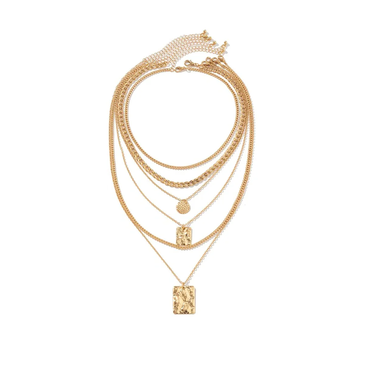 Layered Choker Necklace Set, 6 Piece with Vintage Coin and Tag - Image 3