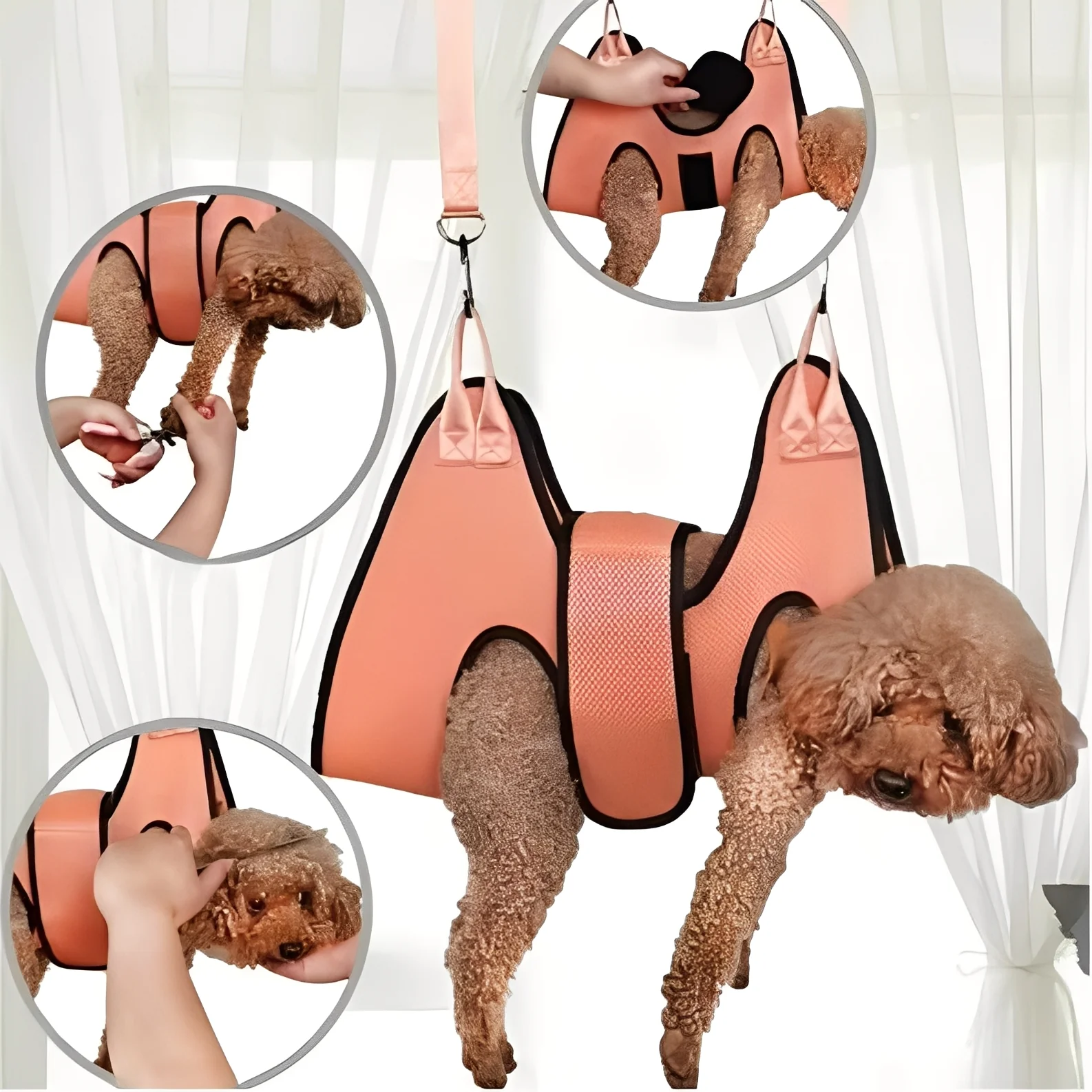 Fabric Grooming Hammock for Pets with Adjustable Straps - Image 3