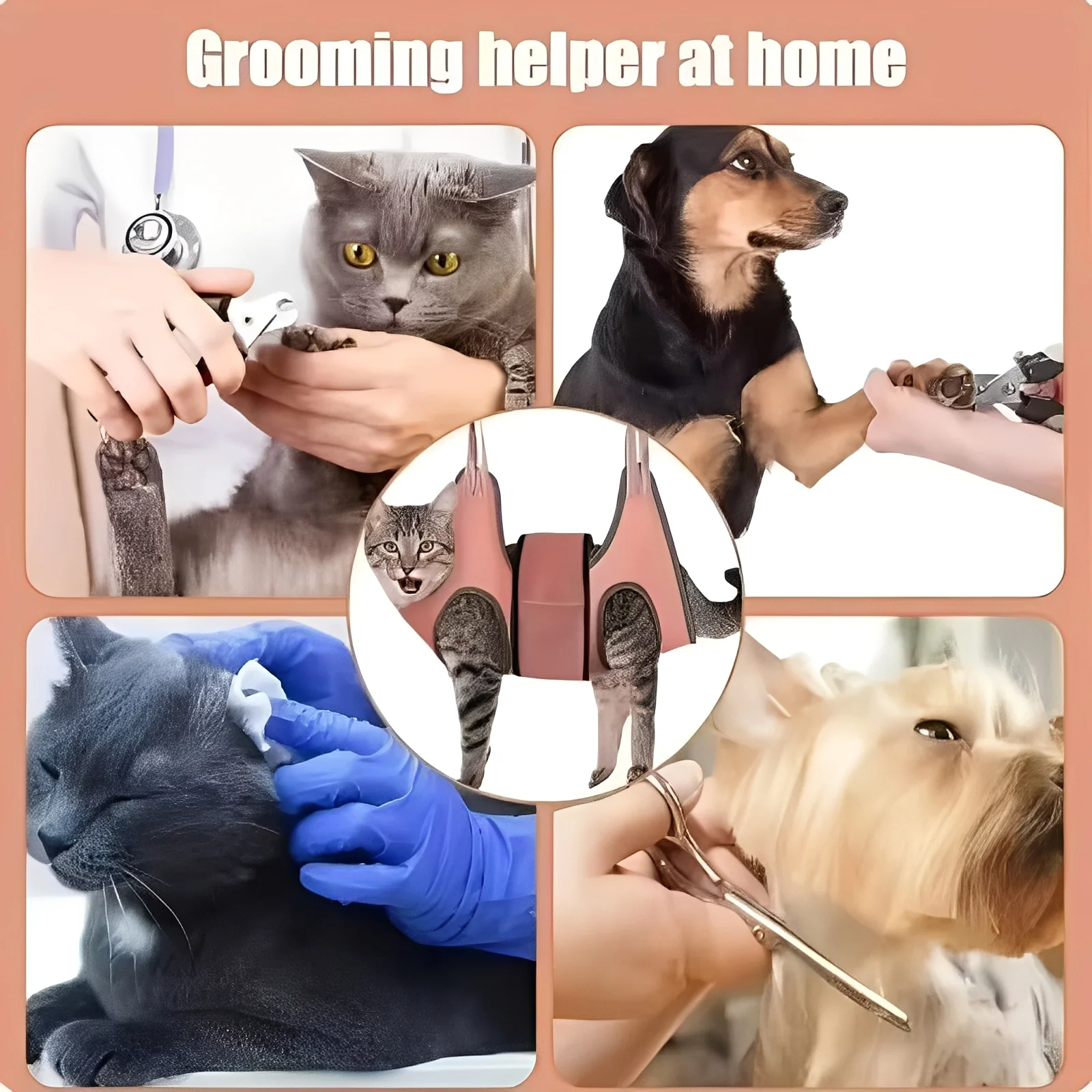 Fabric Grooming Hammock for Pets with Adjustable Straps - Image 5
