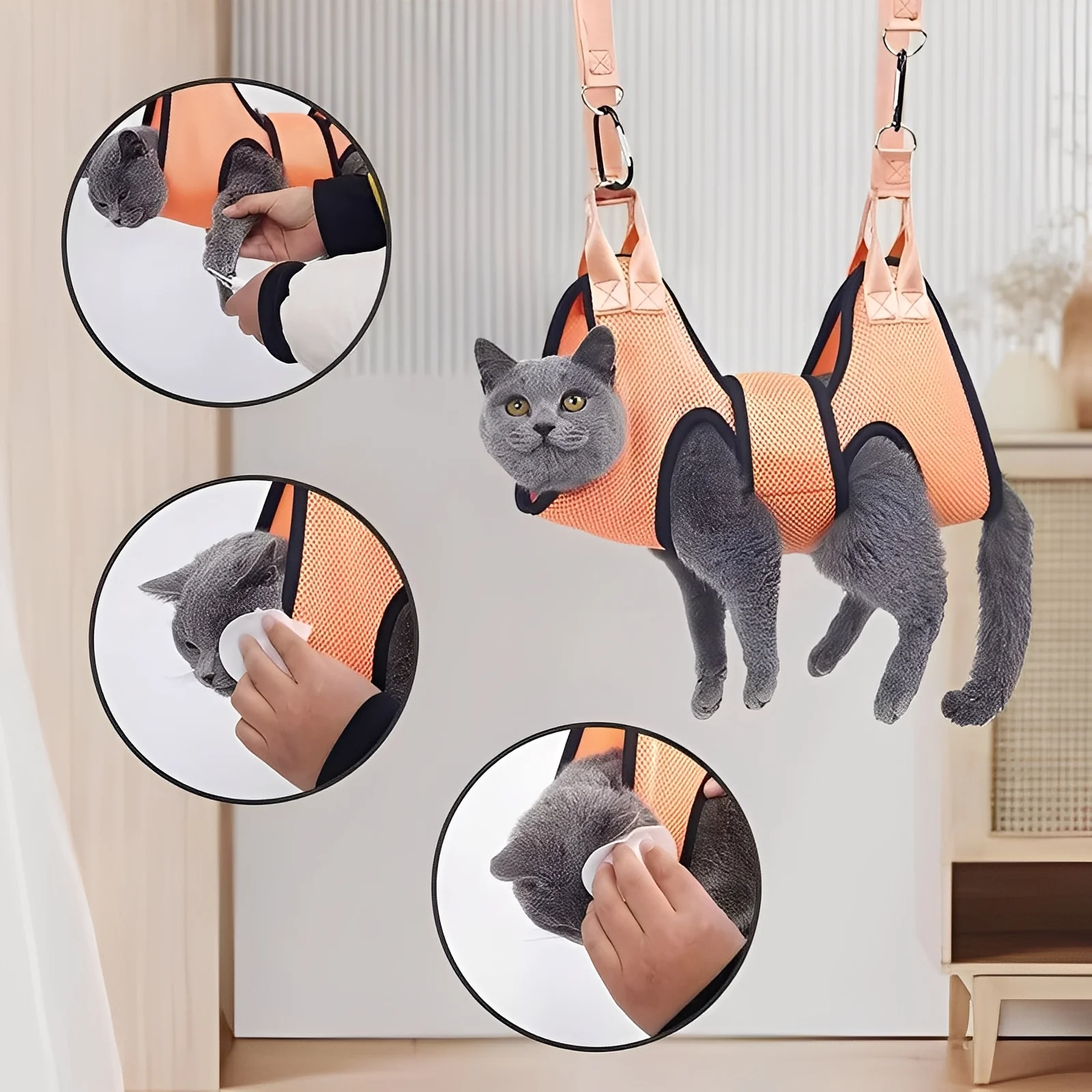 Fabric Grooming Hammock for Pets with Adjustable Straps - Image 7