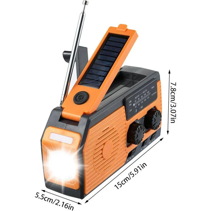 Solar and Hand Crank Radio with 5000mAh Battery Power Bank - Image 7