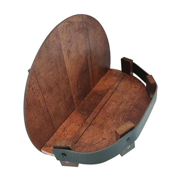 Whiskey Barrel Stave Shelf with Reclaimed Wood Design