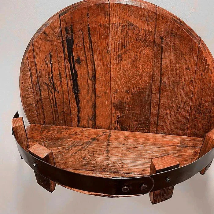 Whiskey Barrel Stave Shelf with Reclaimed Wood Design - Image 5