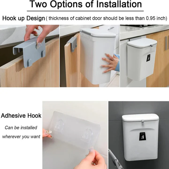 Plastic Kitchen Compost Bin with Over Door and Adhesive Mounting - Image 5
