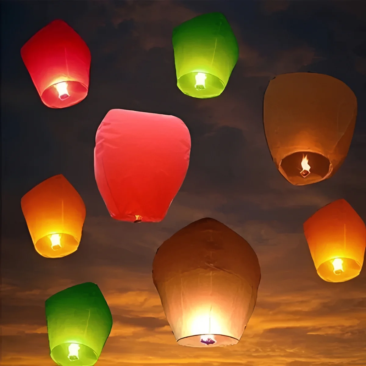 Hanging Paper Lanterns with Multicolor Decorative Design - Image 2