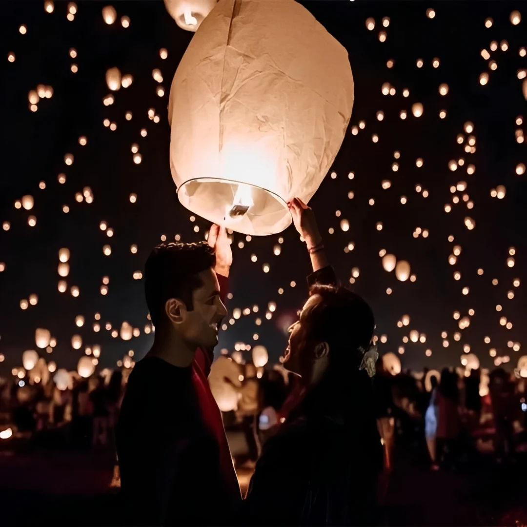 Hanging Paper Lanterns with Multicolor Decorative Design - Image 3