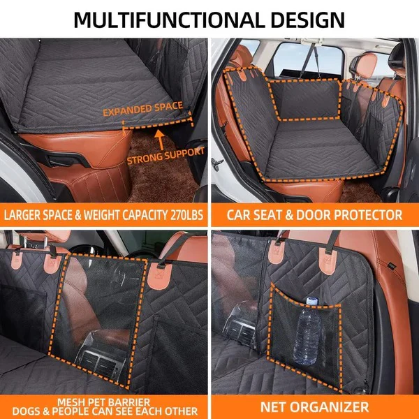 Durable Dog Car Seat Cover with Hard Base for Stability - Image 3