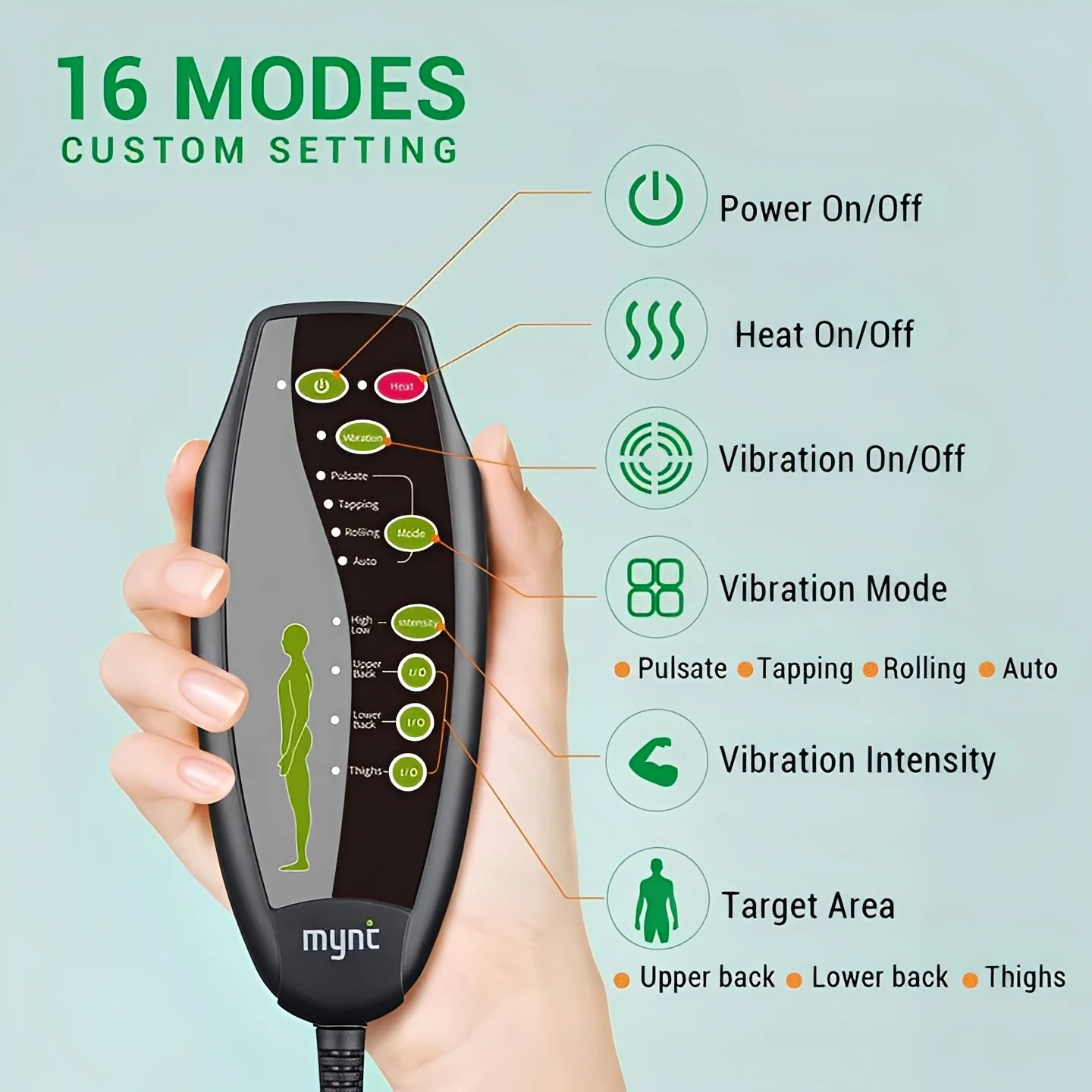 Foldable Heated Massage Seat Cushion with Independent Heat Control - Image 2