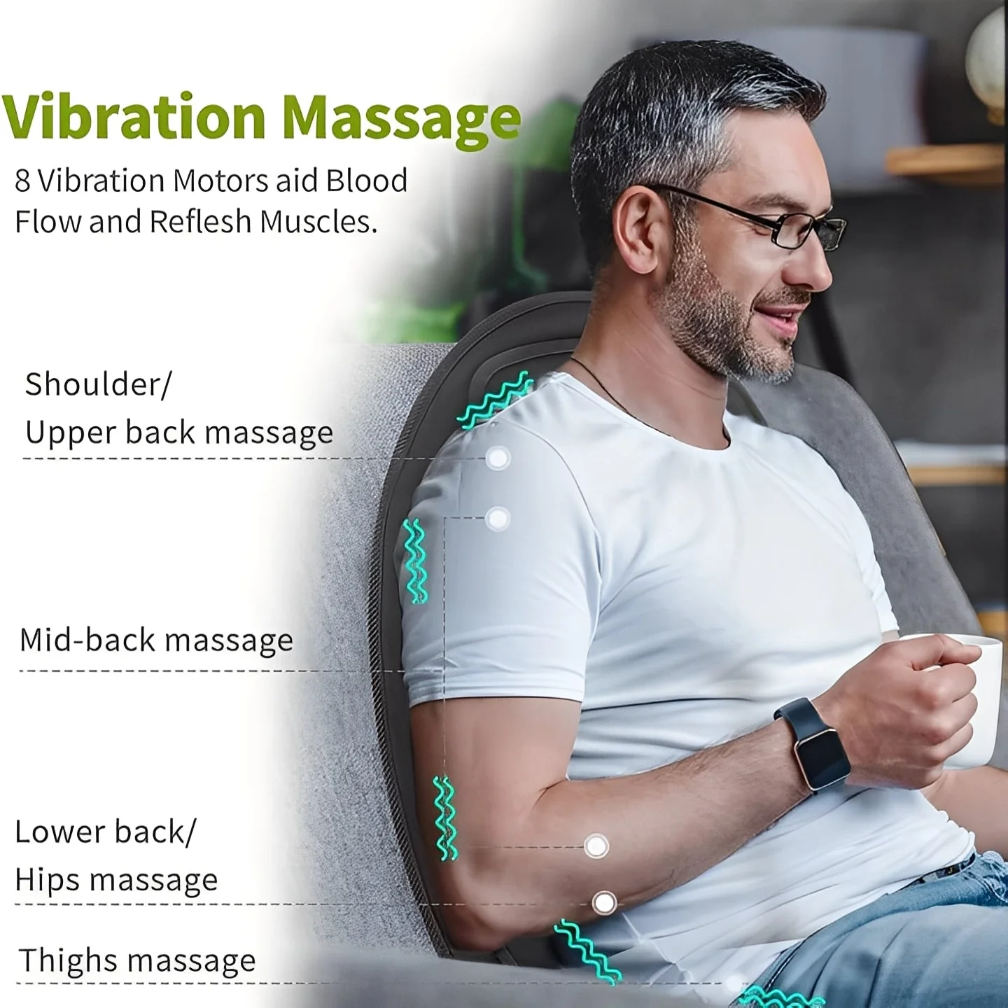 Foldable Heated Massage Seat Cushion with Independent Heat Control - Image 4