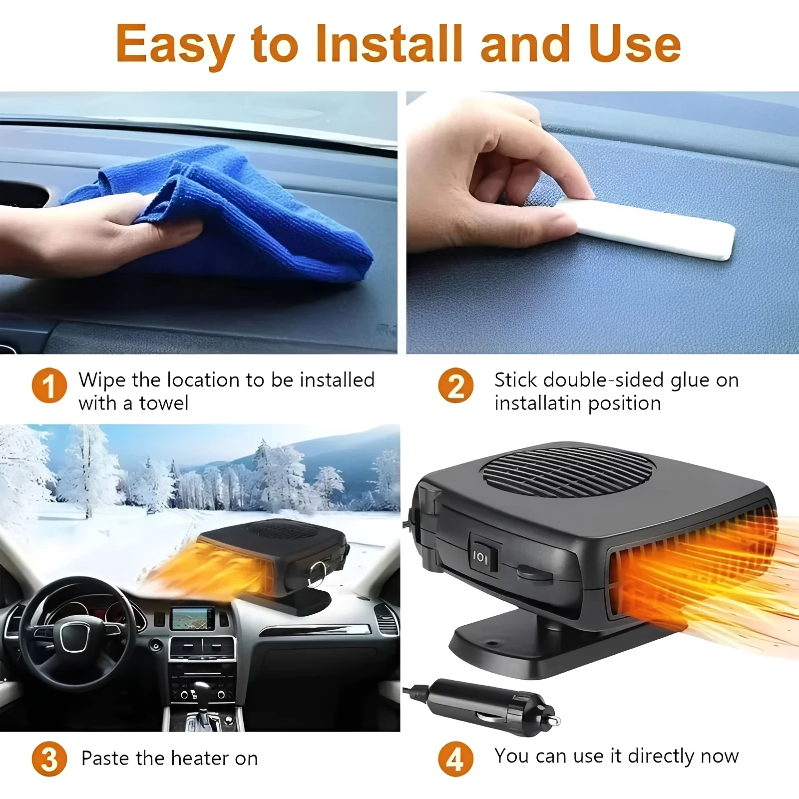 2 in 1 Portable Car Heater and Cooling Fan for Windshield Use - Image 3