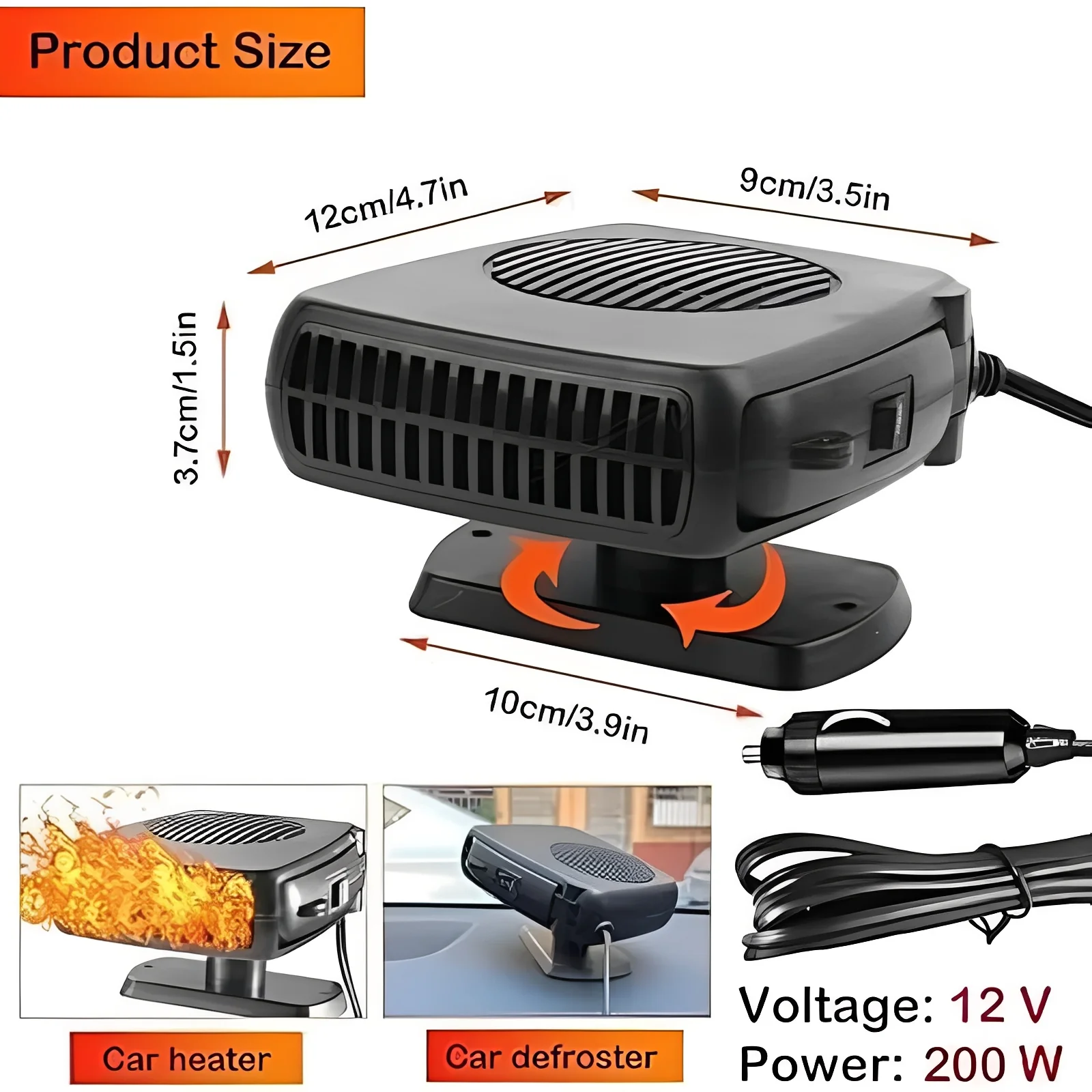 2 in 1 Portable Car Heater and Cooling Fan for Windshield Use - Image 4