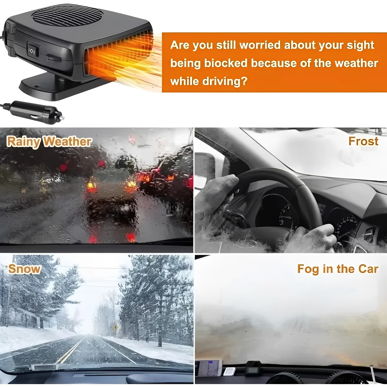 2 in 1 Portable Car Heater and Cooling Fan for Windshield Use - Image 5