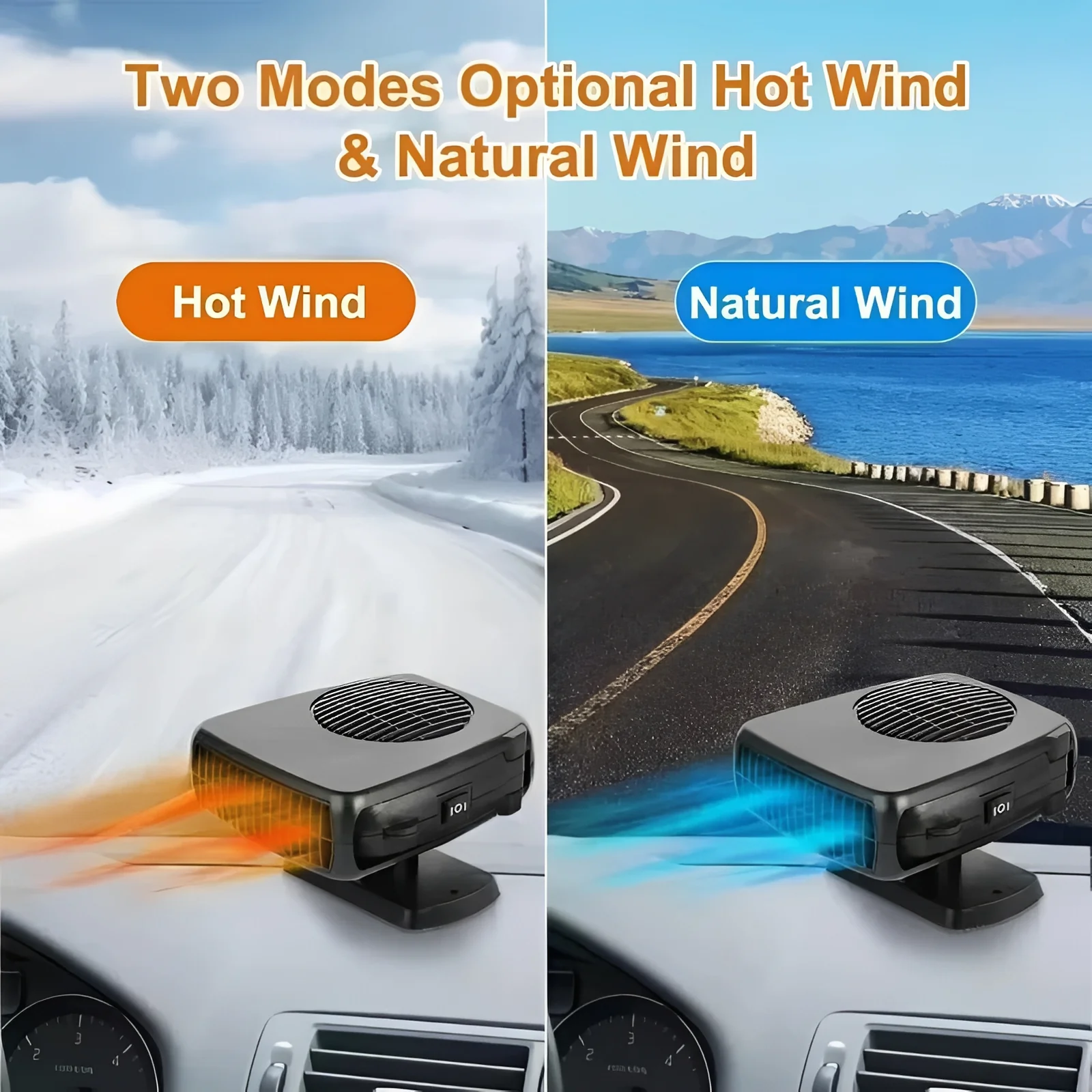 2 in 1 Portable Car Heater and Cooling Fan for Windshield Use - Image 6