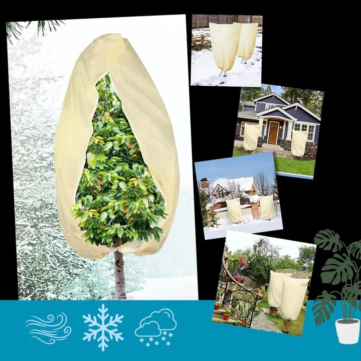 Winter Plant Cover with Zipper and Drawstring for Cold Weather Use - Image 5