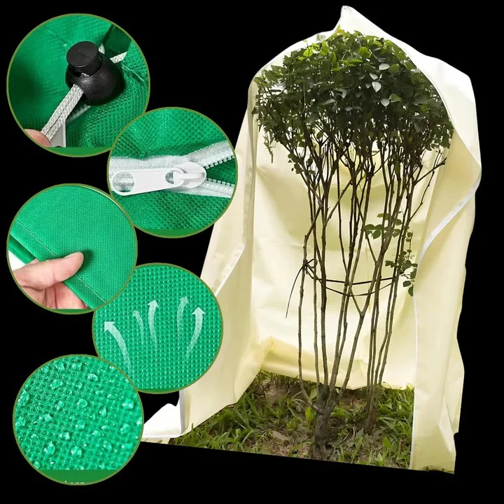 Winter Plant Cover with Zipper and Drawstring for Cold Weather Use - Image 6