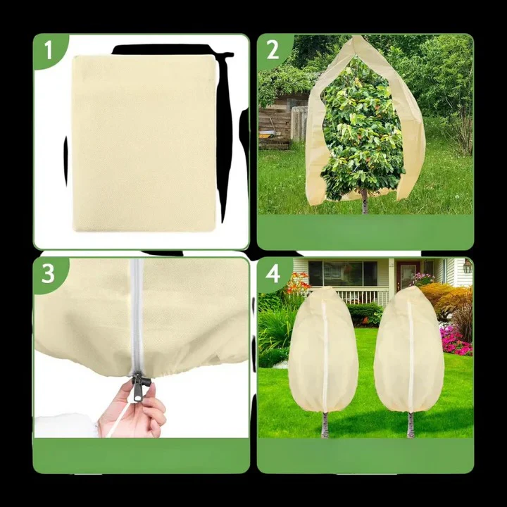 Winter Plant Cover with Zipper and Drawstring for Cold Weather Use - Image 7