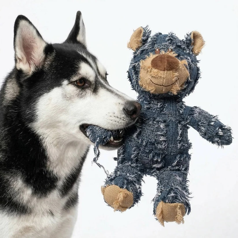 Reinforced Plush Dog Toy with Squeaker for Tugging and Chewing Play - Image 3