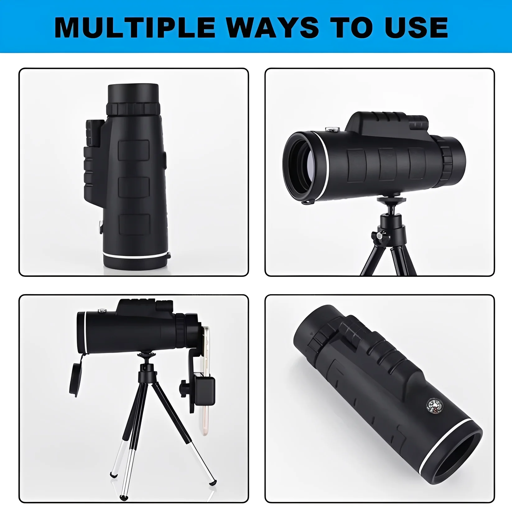 Portable 40x60 Monocular Telescope with Smartphone Adapter and Tripod - Image 3