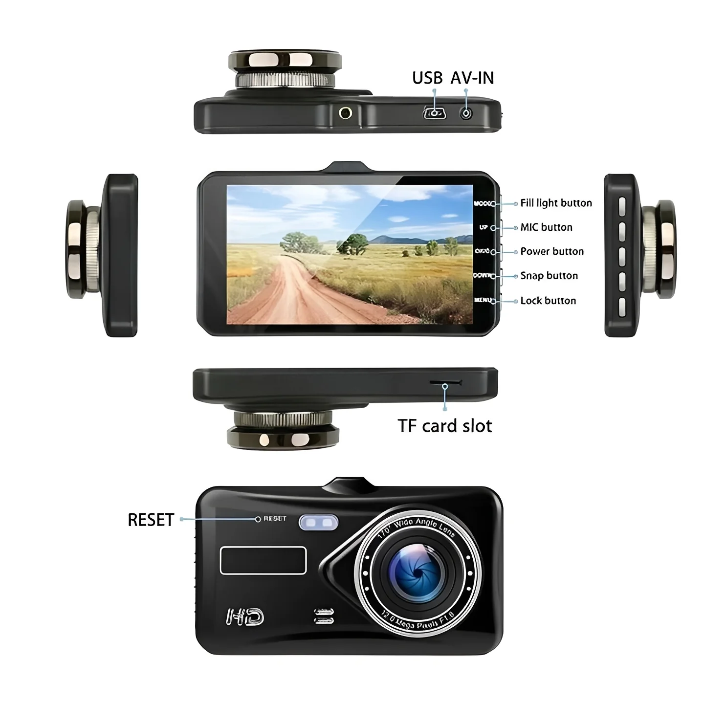 Front and Rear Vehicle Dash Camera with 1080P Recording - Image 3