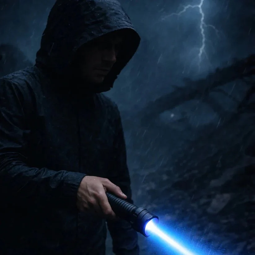 Rechargeable Blue Beam Flashlight with Adjustable Focus - Image 4