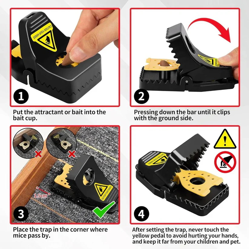 Reusable Snap Mouse Trap 4 Pack with No Touch Release - Image 6