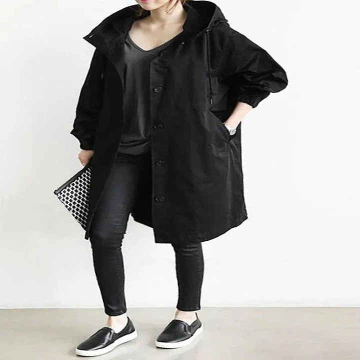 Water-Resistant Hooded Overcoat for Outdoor Use - Image 2