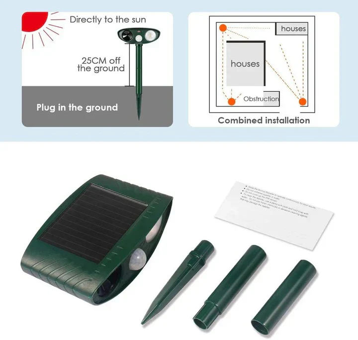Solar-Powered Rabbit Repeller – Ultrasonic Humane Pest Deterrent - Image 8