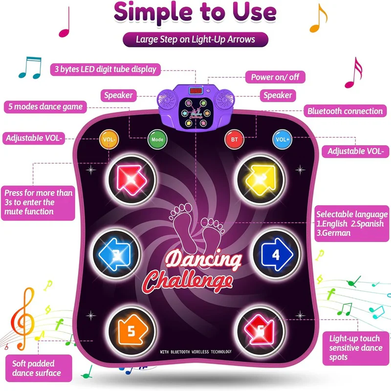 Interactive Dance Mat with 5 Levels of Fun and Challenges for Kids - Image 5